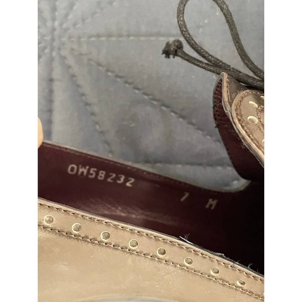 Stuart Weitzman Tailored Oxford Pumps Lace-Up Heels Size 7M Fog Brushed Calf‎